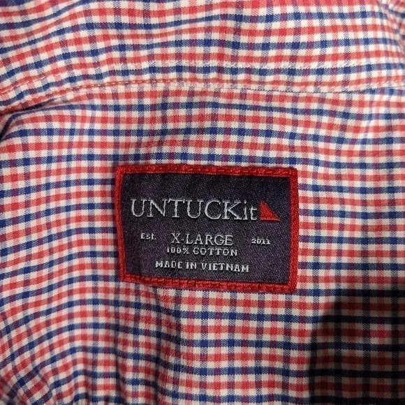 Moving Sale!  💘 UNTUCKit red blue check button down - Picture 3 of 5